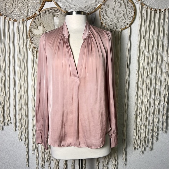 Zadig & Voltaire Pink Tink Satin Long Sleeve Blouse Size Small - Picture 2 of 13